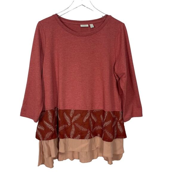 LOGO Lounge Lori Goldstein French Terry Top Embroidered Hem Size Large - Picture 8 of 8